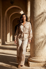 Camel Tropical Linen Top